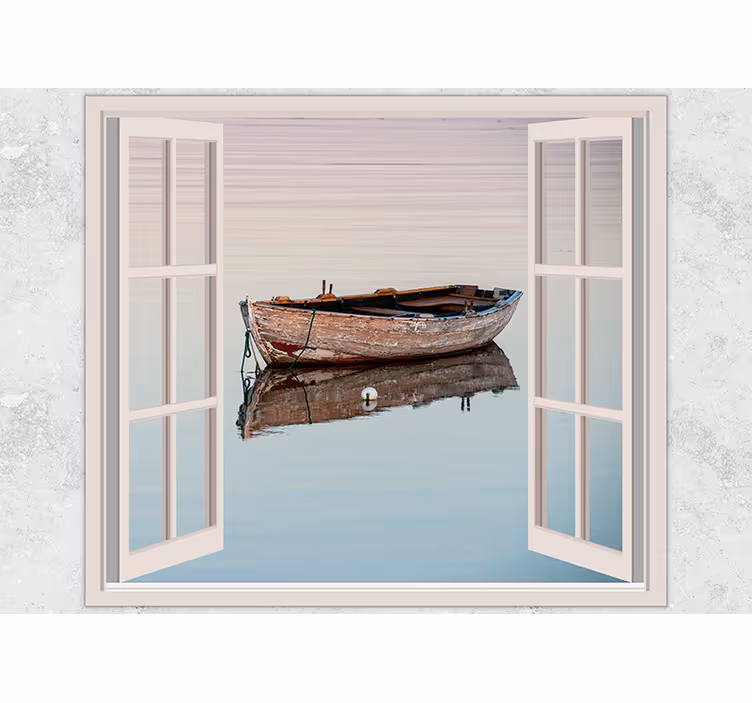 Fotobehang rustic boot reflectie - TenStickers