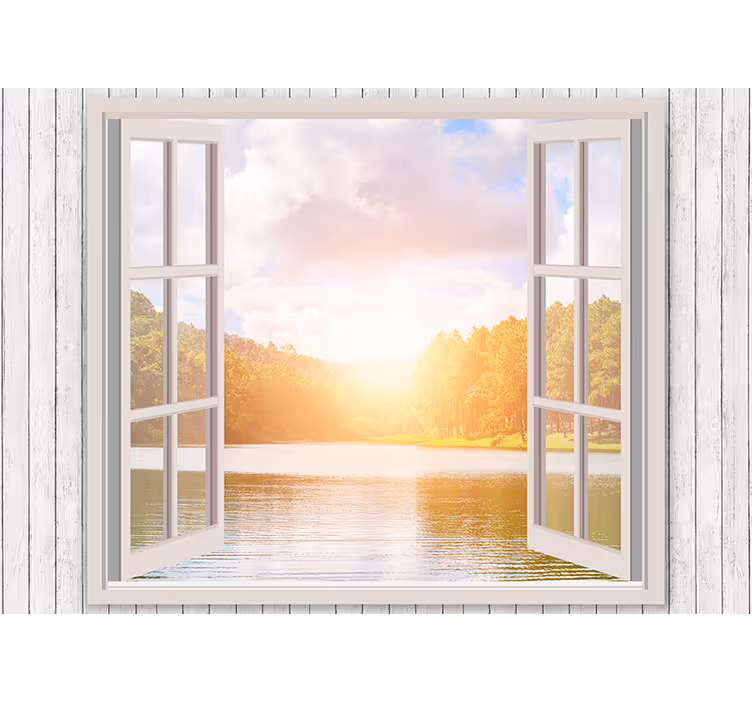 Natuur behang zonsopgang boven het meer - TenStickers