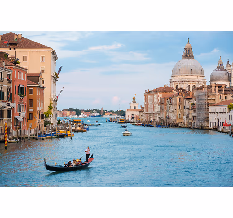Fotobehang stad venetië gondel scene - TenStickers