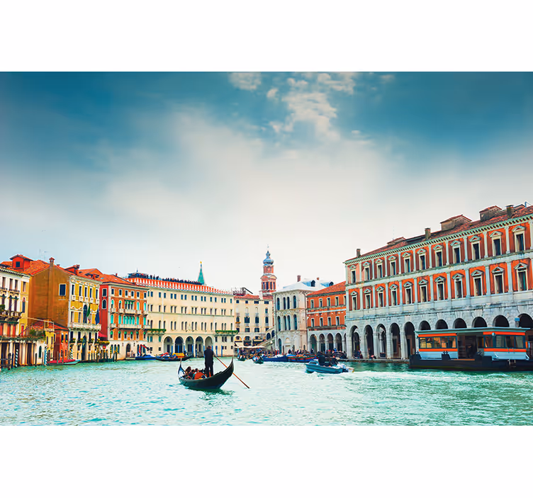Fotobehang stad venetiaans waterweg perspectief - TenStickers