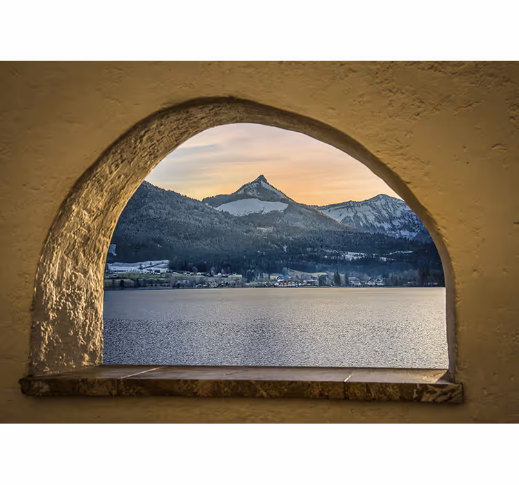 Fototapet landschap alpenmeer uitzicht - TenStickers