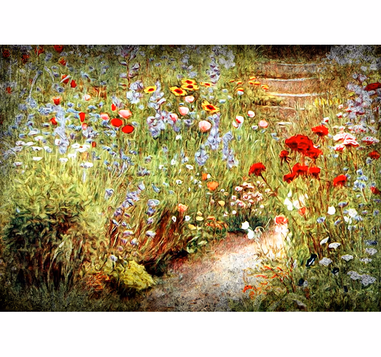 Bloemen foto behang bloemenpad scène - TenStickers