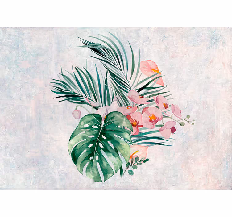 Bloemen foto behang tropische bloemenarrangement - TenStickers