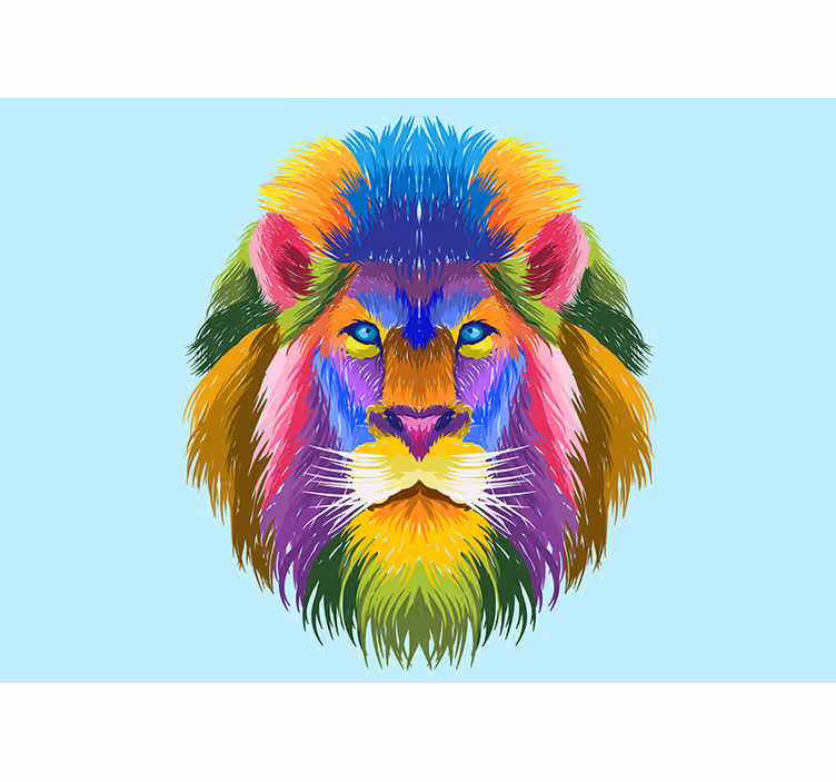Fotobehang leeuwen kleurrijk leeuwenportret - TenStickers