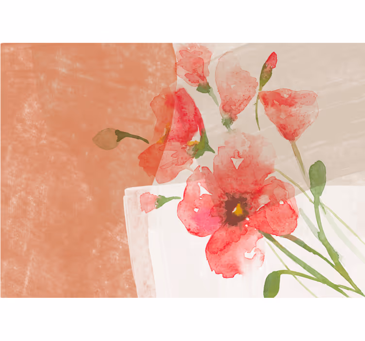 Bloemen foto behang aquarel ontwerp - TenStickers
