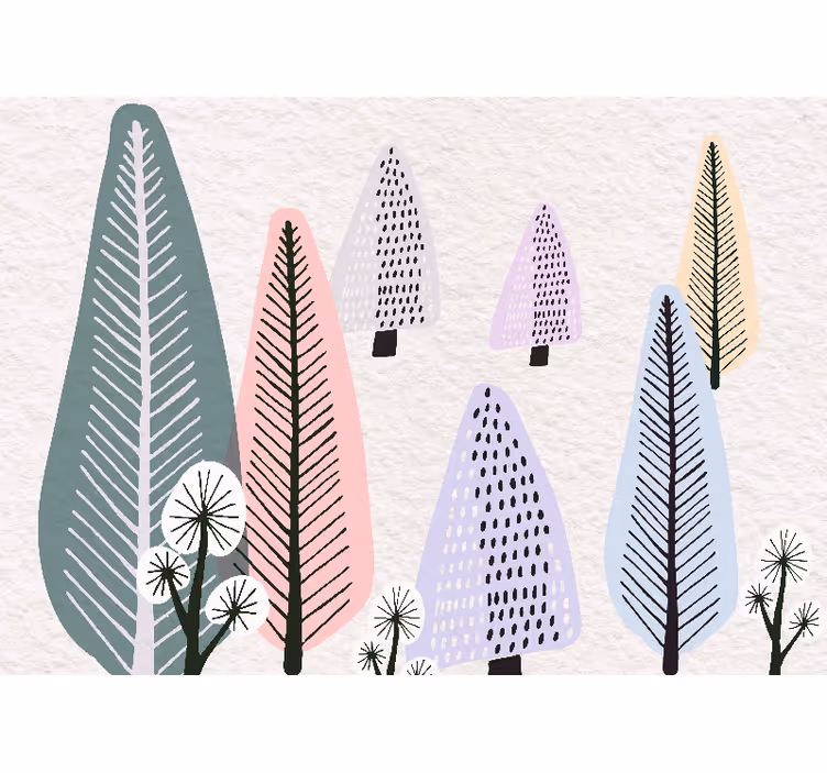 Foto behang bomen met decoratieve bladmotieven - TenStickers