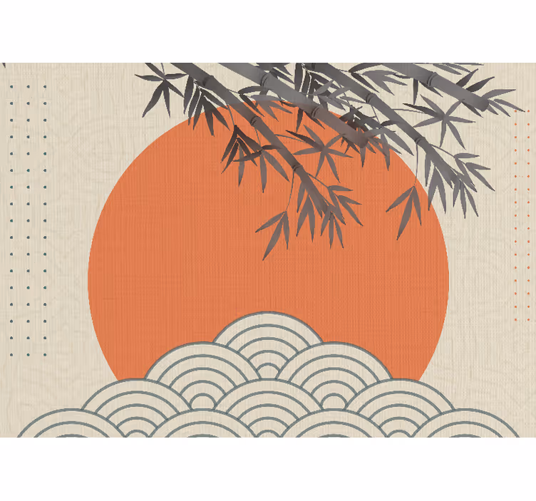 Zen fotobehang bamboe en oranje zon - TenStickers