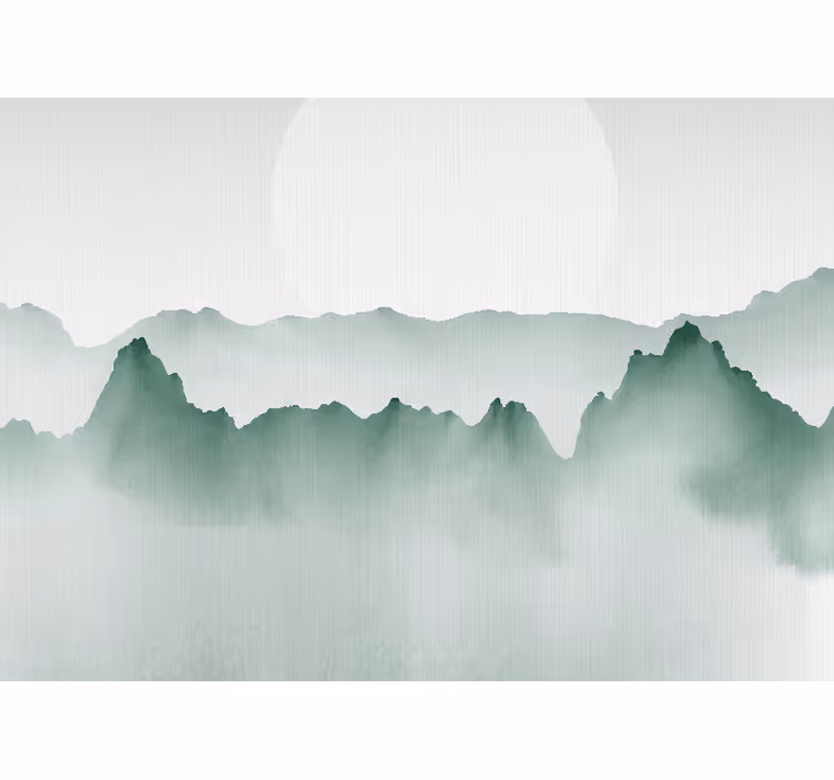 Fotobehang natuur bergsilhouet scène - TenStickers