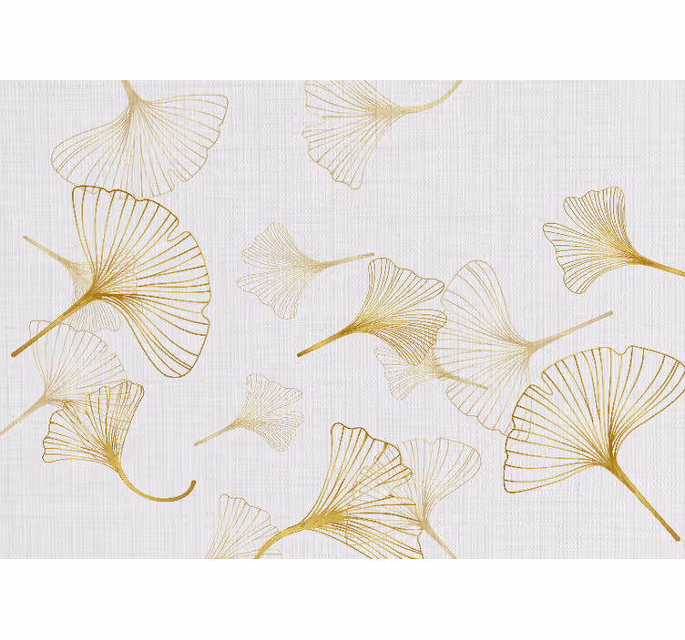 Bloemen foto behang ginkgo blad patroon - TenStickers