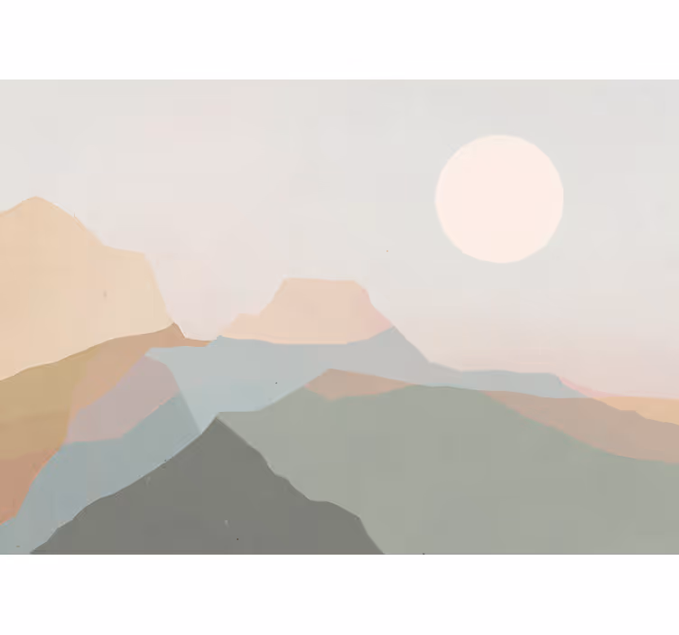 Fototapet landschap avondzicht op de bergen - TenStickers