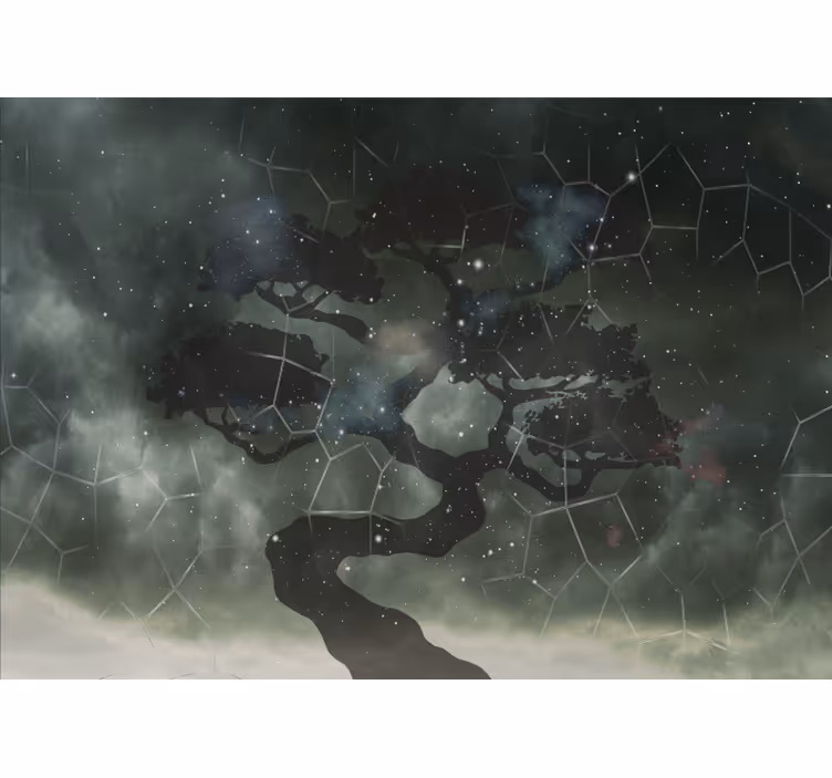 Fotobehang ruimte celestial tree silhouette - TenStickers
