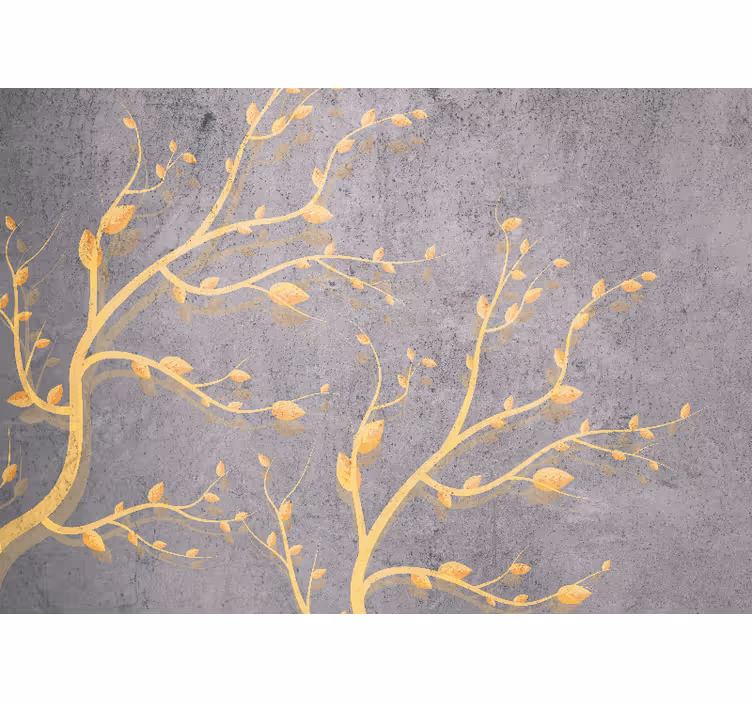 Fotobehang natuur gouden bladerige wijnstokken - TenStickers