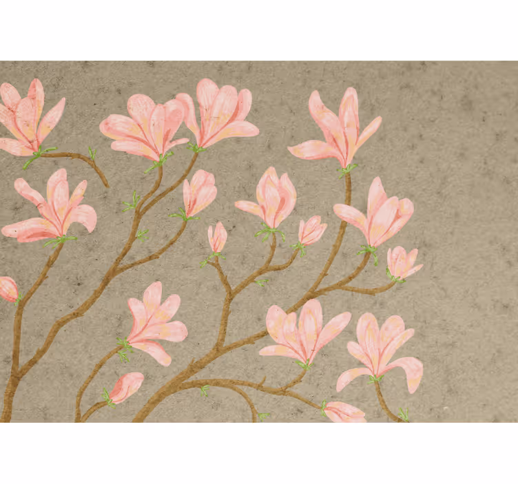Bloemen foto behang roze magnolia bloesems - TenStickers