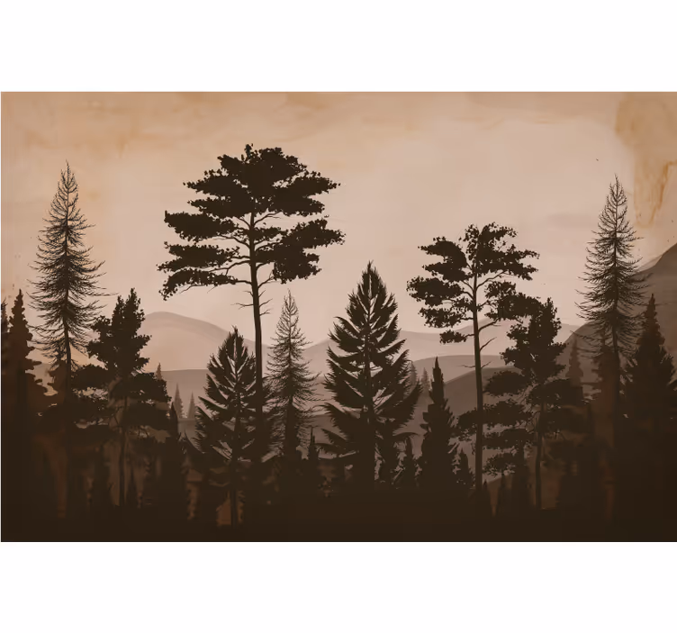 Fotobehang natuur silhouet boslandschap - TenStickers