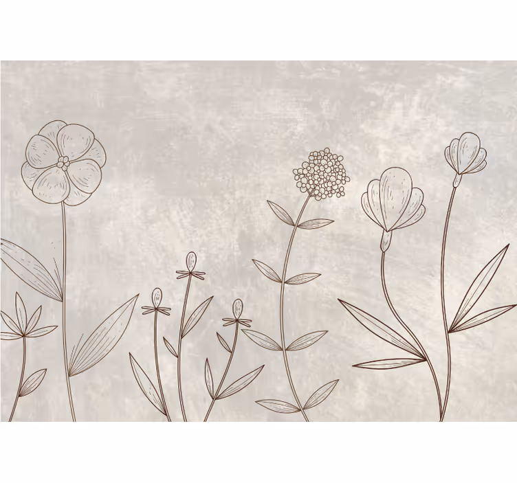 Bloemen foto behang schetsachtig bloemenpatroon - TenStickers