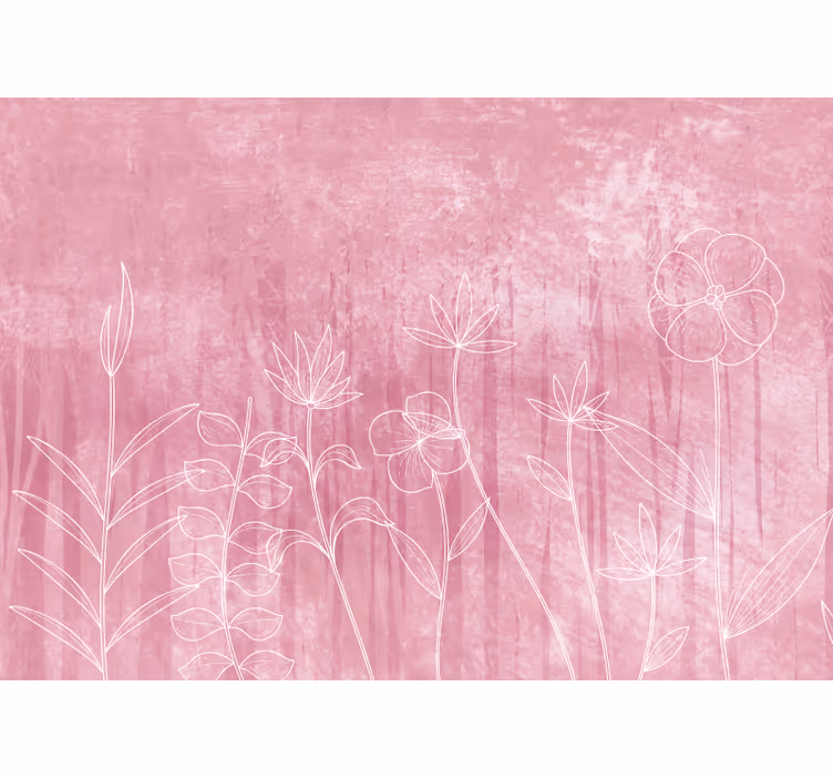 Bloemen foto behang delicate bloemige omtrek - TenStickers