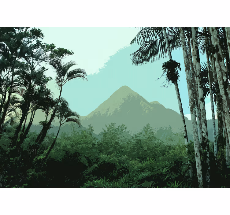 Foto behang bos bergjungle uitzicht - TenStickers