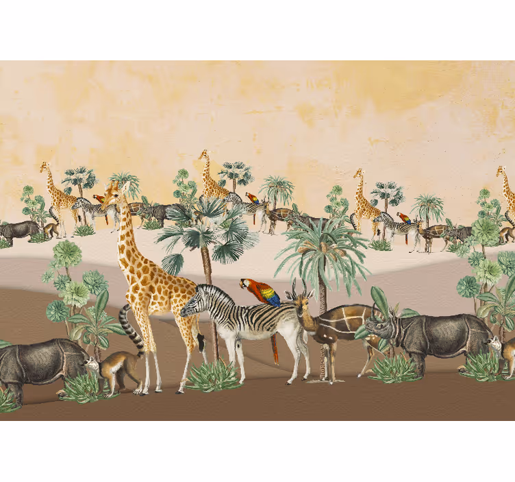 Foto behang afrikaans safari wildlifescène - TenStickers