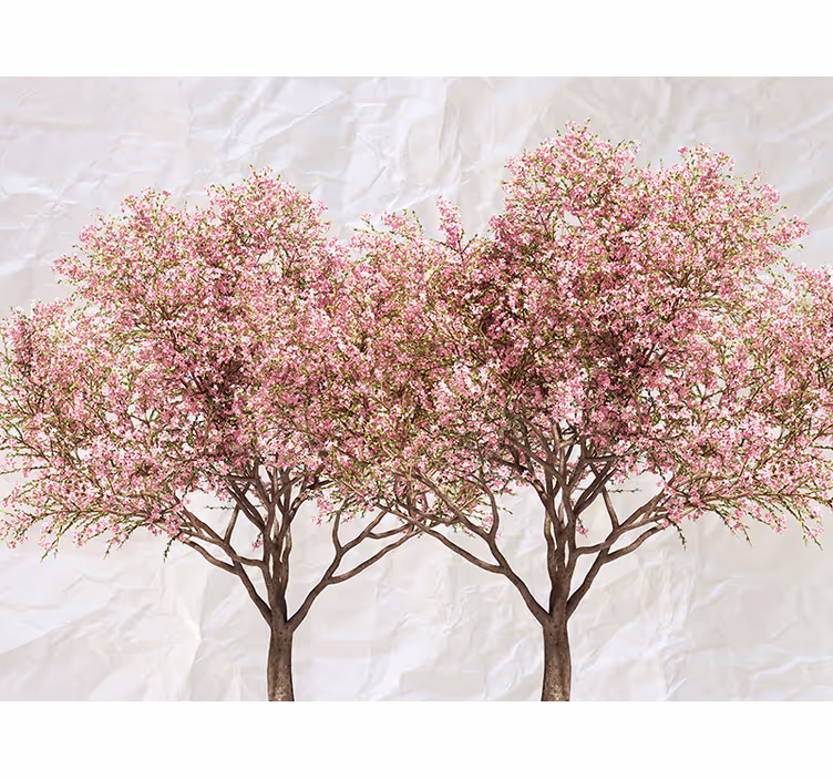 Bloeiende roze bloemen foto behang tienerkamer - TenStickers