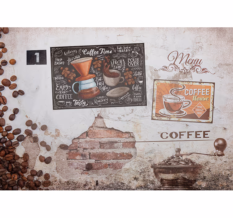Fotobehang tekst koffietijd menu - TenStickers