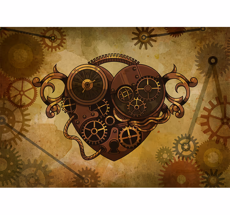 Hart klok mechanisme foto behang liefde - TenStickers
