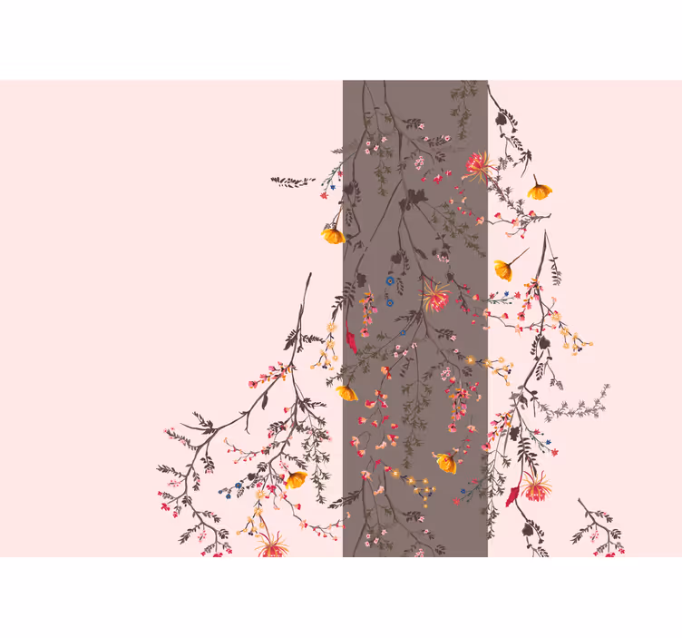 Bloementak silhouet bloemen foto behang - TenStickers