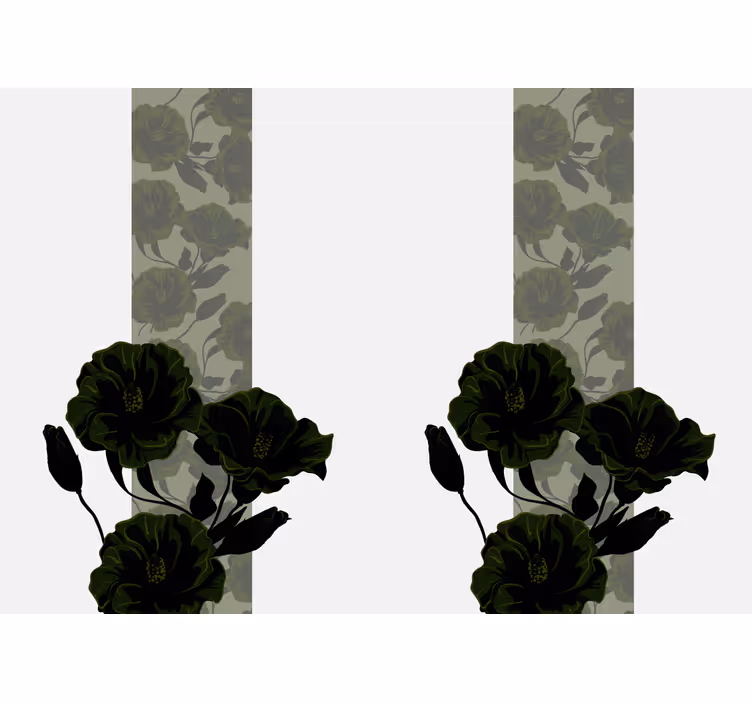 Bloemen foto behang elegante zwarte bloemen - TenStickers