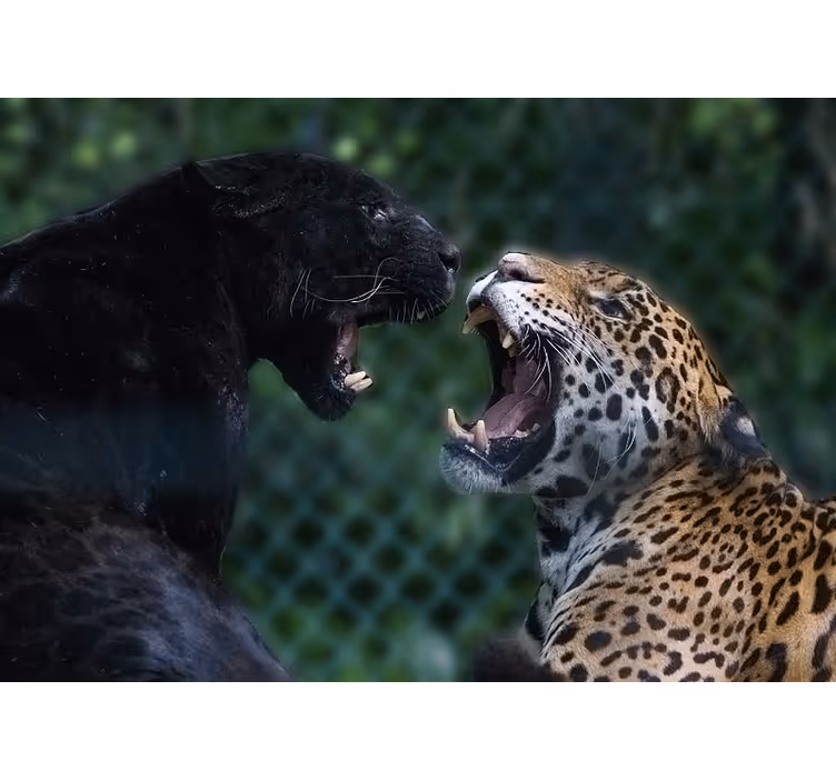 Foto behang dieren panter en jaguar - TenStickers