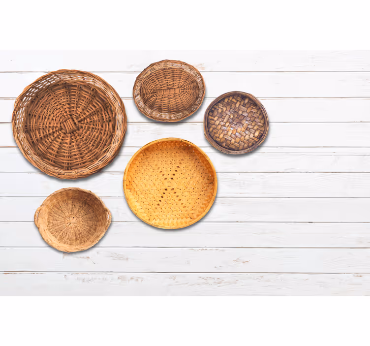 Fotobehang print woven basket patroon - TenStickers