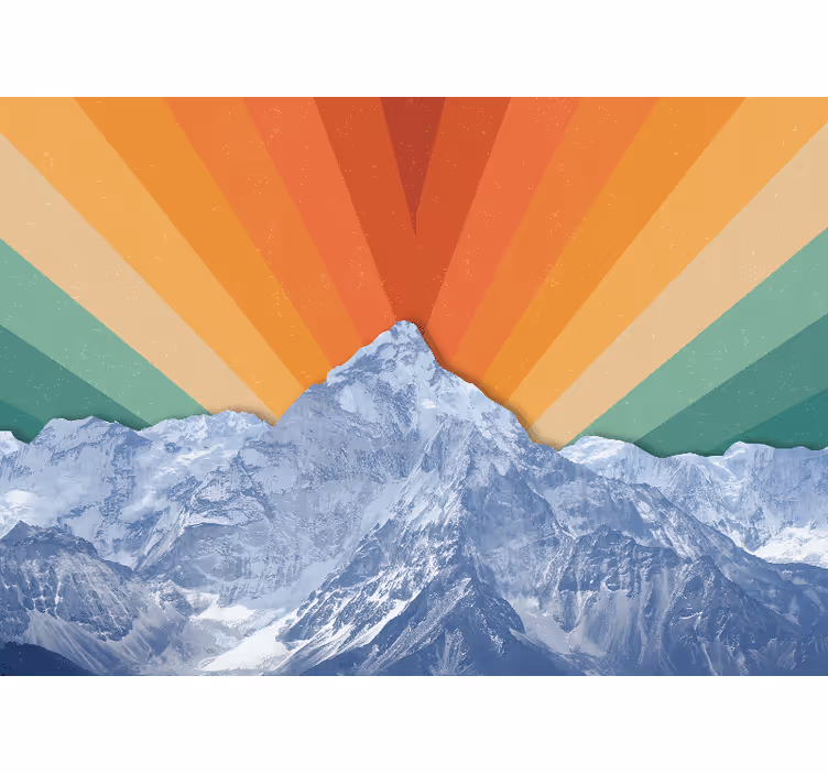 Fotobehang bergen zonsopgang op bergtoppen - TenStickers