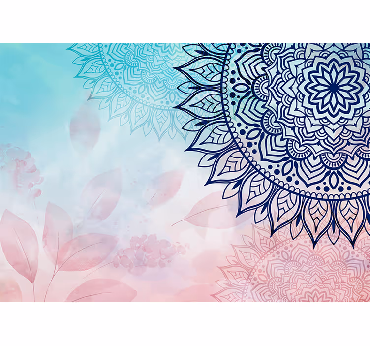 Blauwe tinten kunstontwerp fotobehang mandala - TenStickers