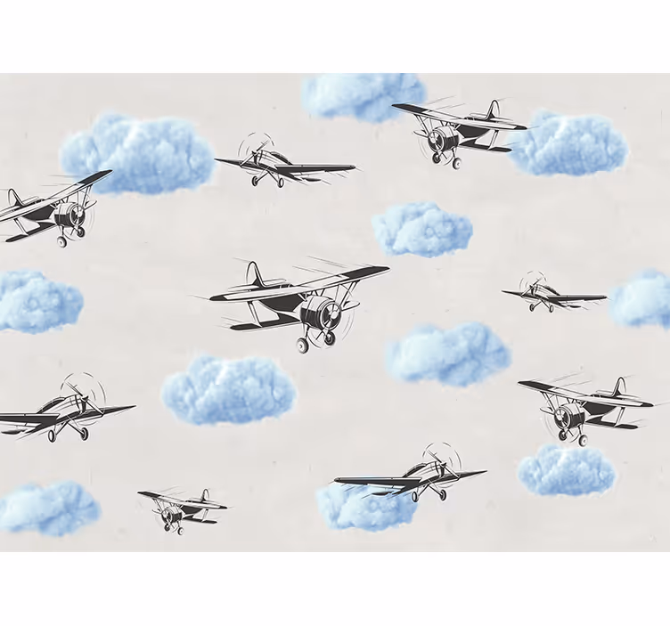 Fotobehang voertuigen vliegende vintage vliegtuigen - TenStickers