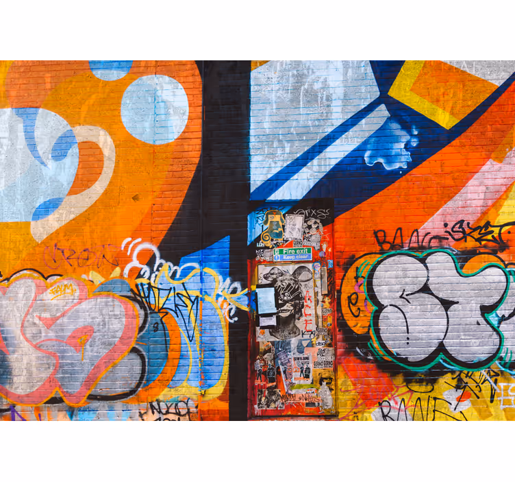Fotobehang graffiti levendige stedelijke tags - TenStickers