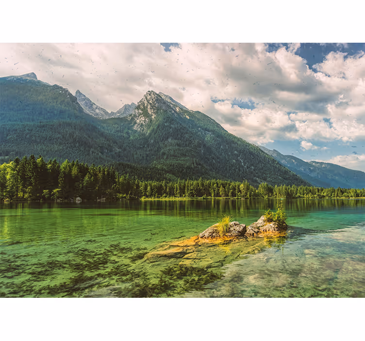 Fototapet landschap bergmeer reflectie uitzicht - TenStickers