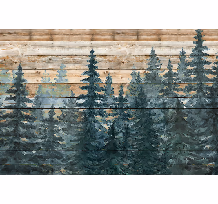 Sereen dennenbos foto behang woonkamer - TenStickers