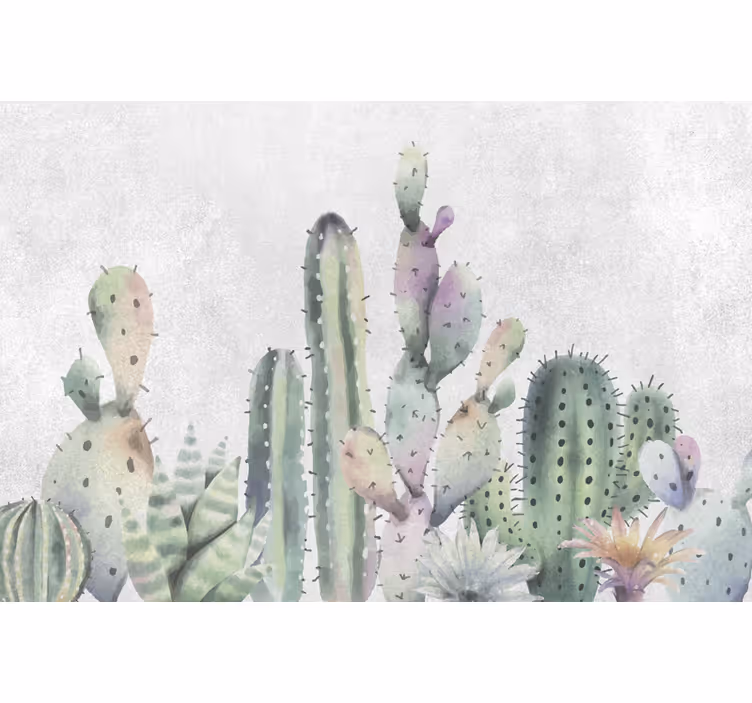 Muurschildering cactus behang - TenStickers