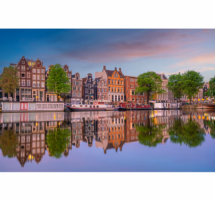 Fotobehang Amsterdams kanaal en grachtenpand - TenStickers
