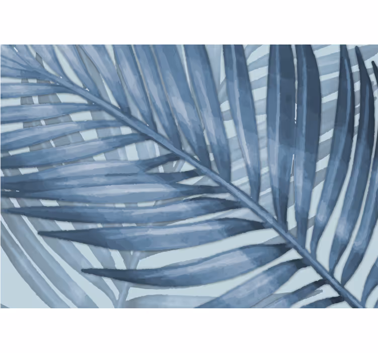 Blauw tropisch blad Fotowand badkamer - TenStickers