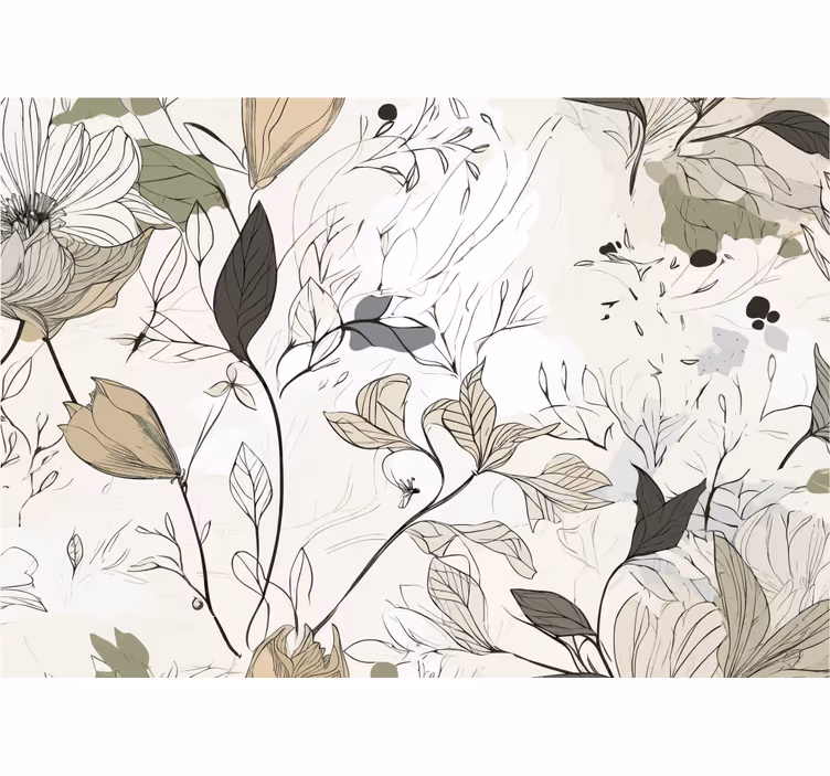 Bloemen tekenen Fotowand badkamer - TenStickers