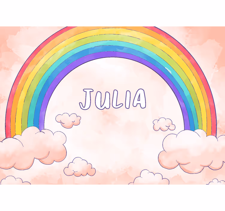 Regenboog met wolken naam Fotobehang  - TenStickers