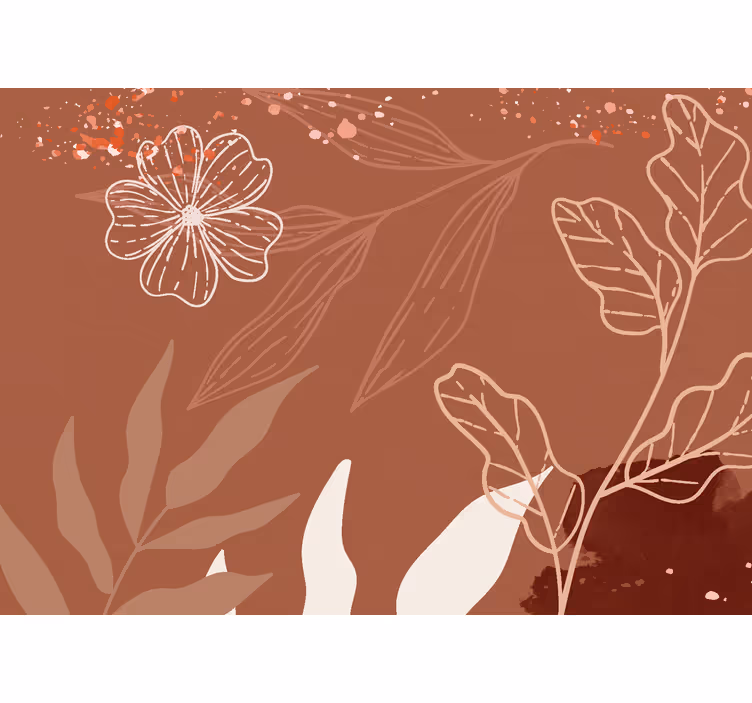Minimalistisch bladerenontwerp terracotta fototapet - TenStickers