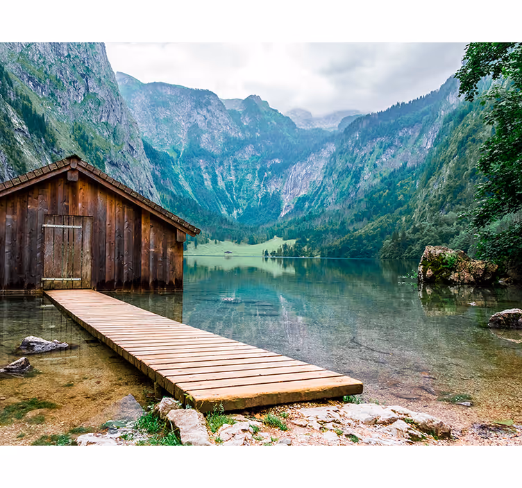 Serene meer landschap fotobehang natuur - TenStickers