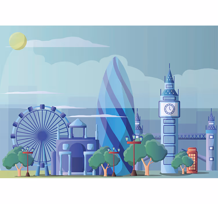 Londen kinderkamer illustratie london fotobehang - TenStickers