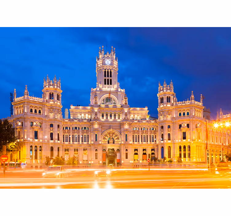 Verlicht stadsgezicht fotobehang Madrid - TenStickers