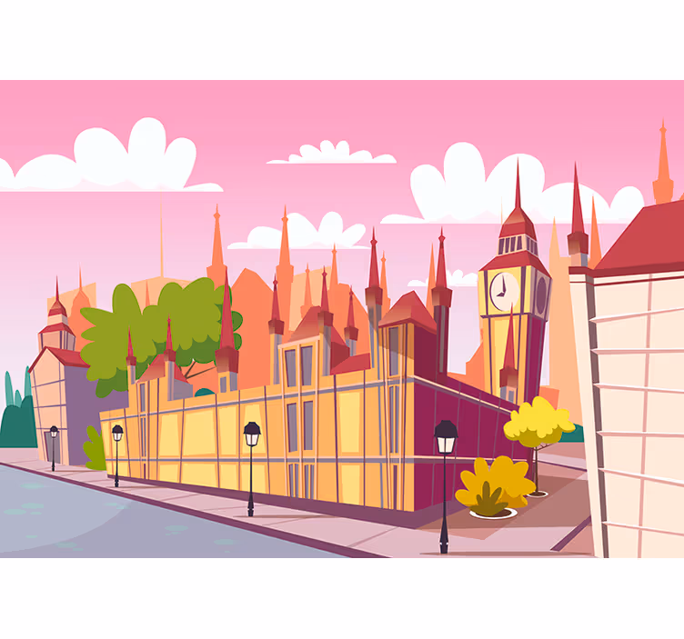 Cartoon stadsgezicht london fotobehang - TenStickers