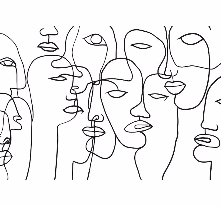 Gezicht patroon abstract fotobehang - TenStickers