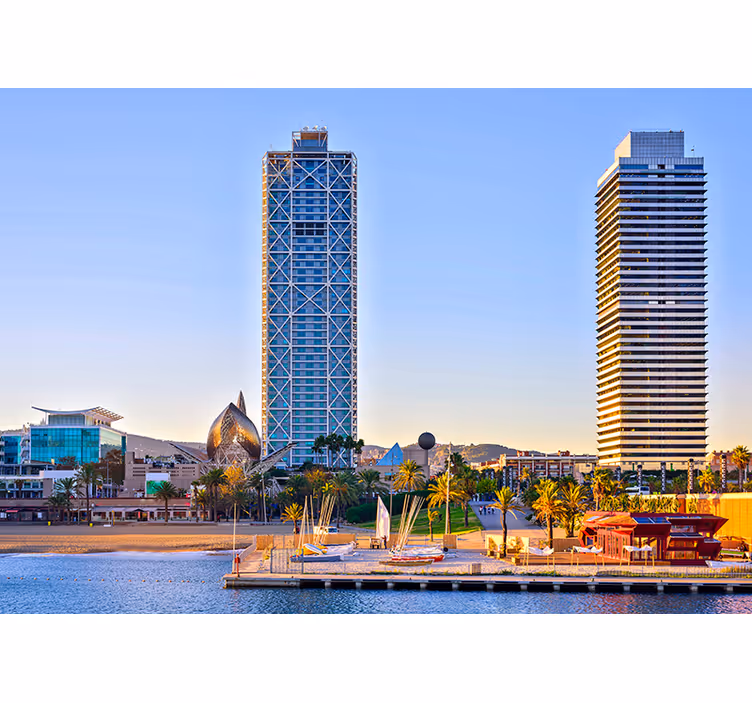Kust uitzicht fotobehang Barcelona - TenStickers