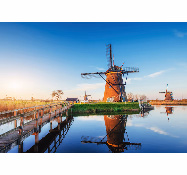 Windmolenlandschap foto behang Amsterdam - TenStickers
