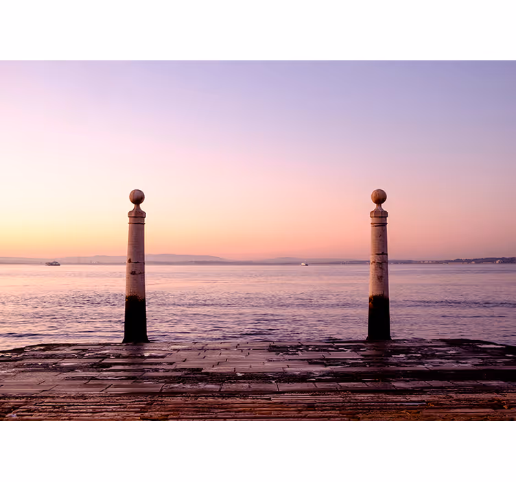 Zonsondergang pier uitzicht fototapet landschap - TenStickers