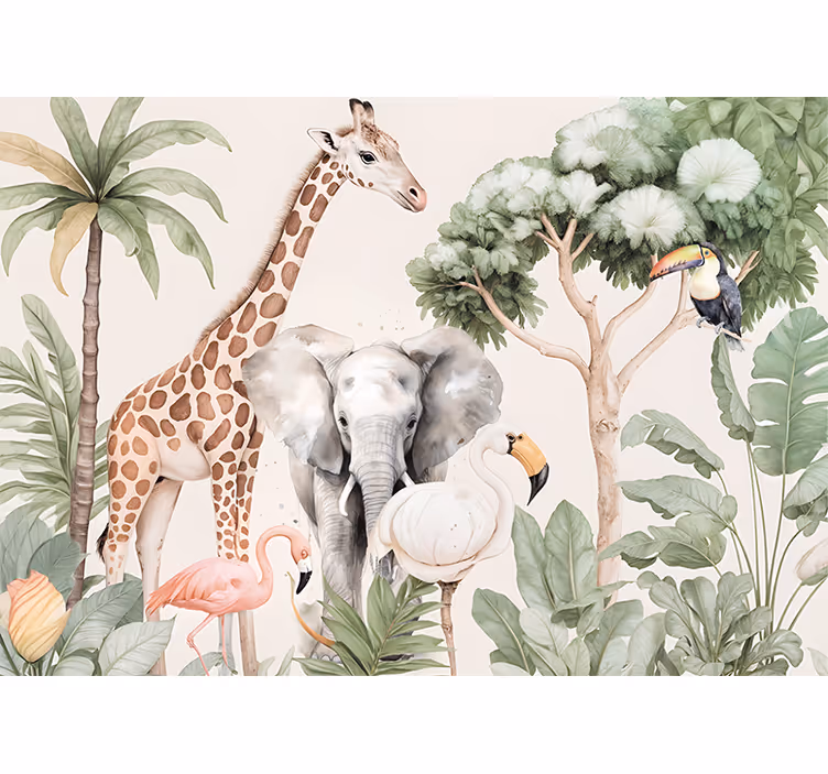 Savanne landschap fotobehang verschillende dieren - TenStickers